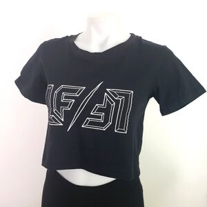 LF The Brand black logo boxy crop top